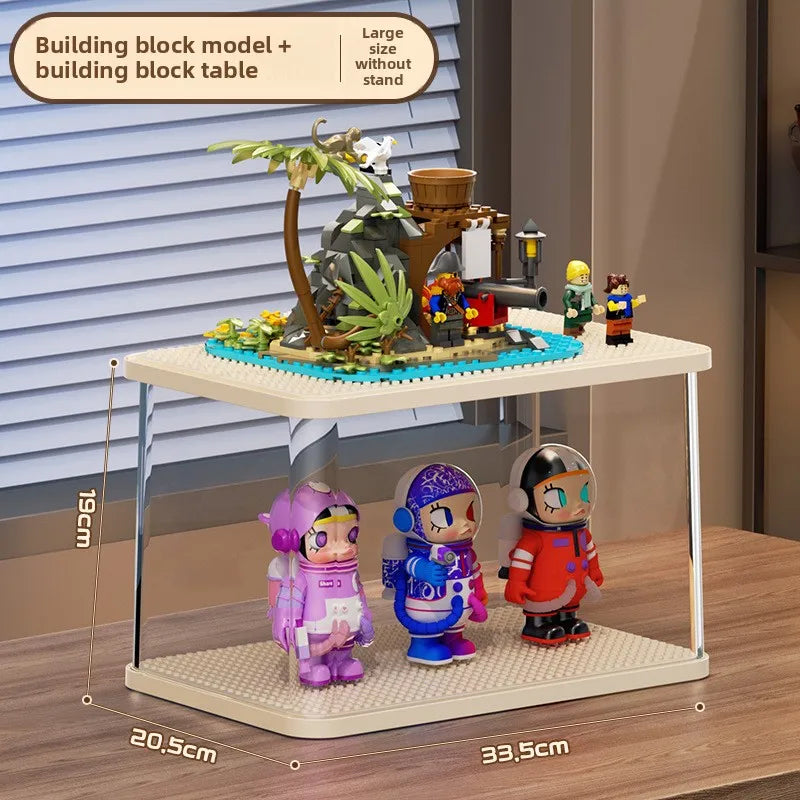 Modular Blind Box Display Case - Clear Dust-Proof Showcase for Anime Figures Customizable DIY Shelving System Multi-Size Options Peaceful Pleasures Health and Wellness Block model table L