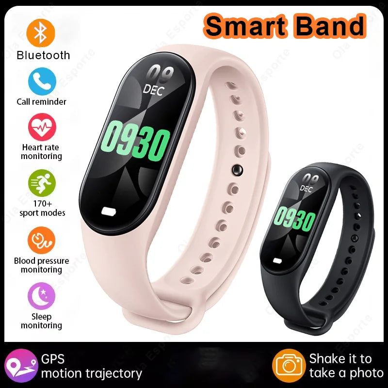 Fashion Smart Watch Fitness Bracelet Sports Waterproof Health Monitor Watch Smart Band BT Control Photo Capture Smart Wristband Peaceful Pleasures Health and Wellness 1Pk1Bk