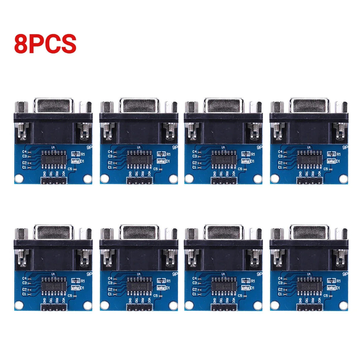 1-10PCS MAX3232 RS232 to TTL Serial Port Converter Module TX RX VCC GND Female DB9 Connector 3.3V-5.5V MAX232 Flashing Board Peaceful Pleasures Health and Wellness 8PCS