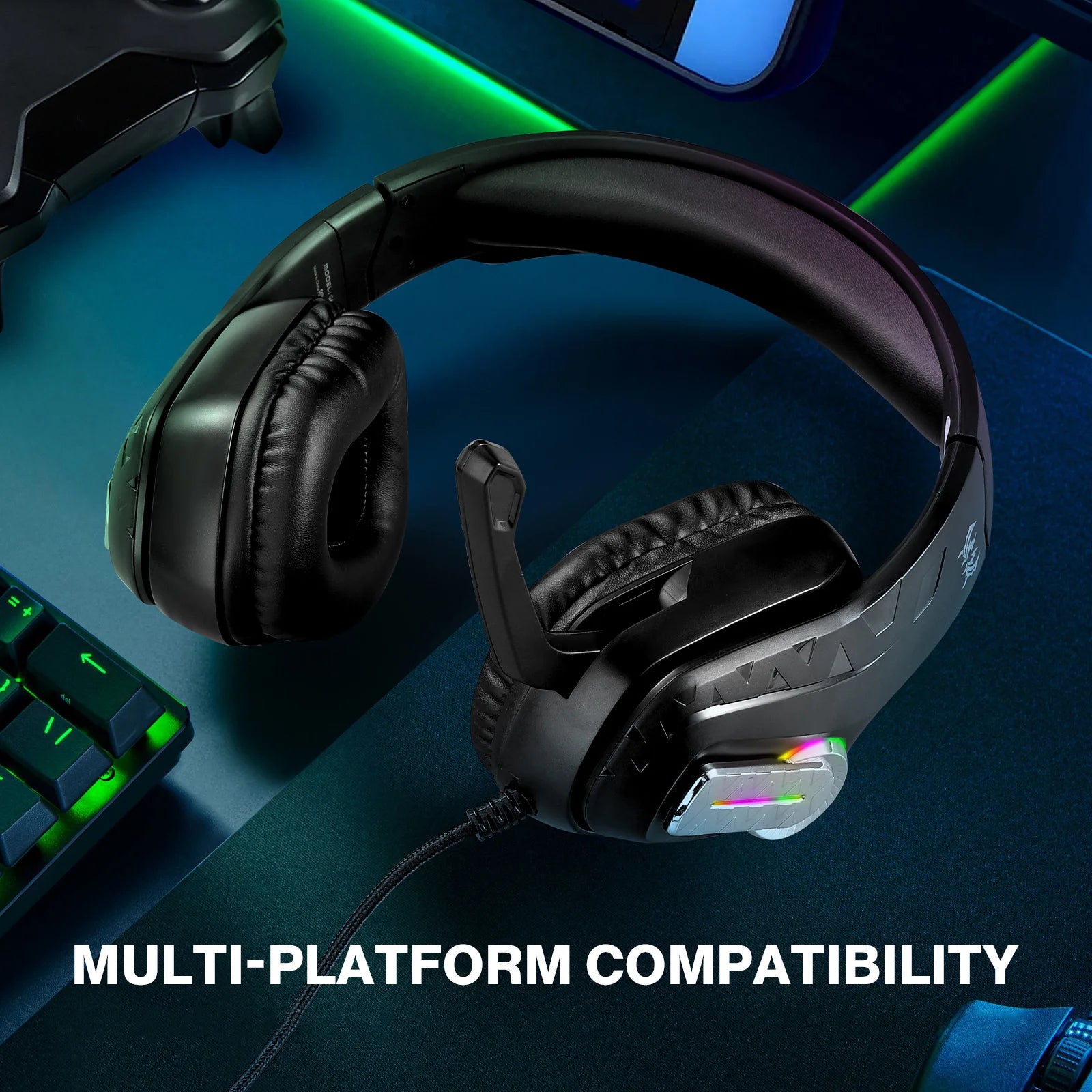 G4100 Wired Gaming Headset with RGB Light & In-line Control, Noise Cancelling Mic Over-Ear Headphones for PC Laptop Smartphones Peaceful Pleasures Health and Wellness