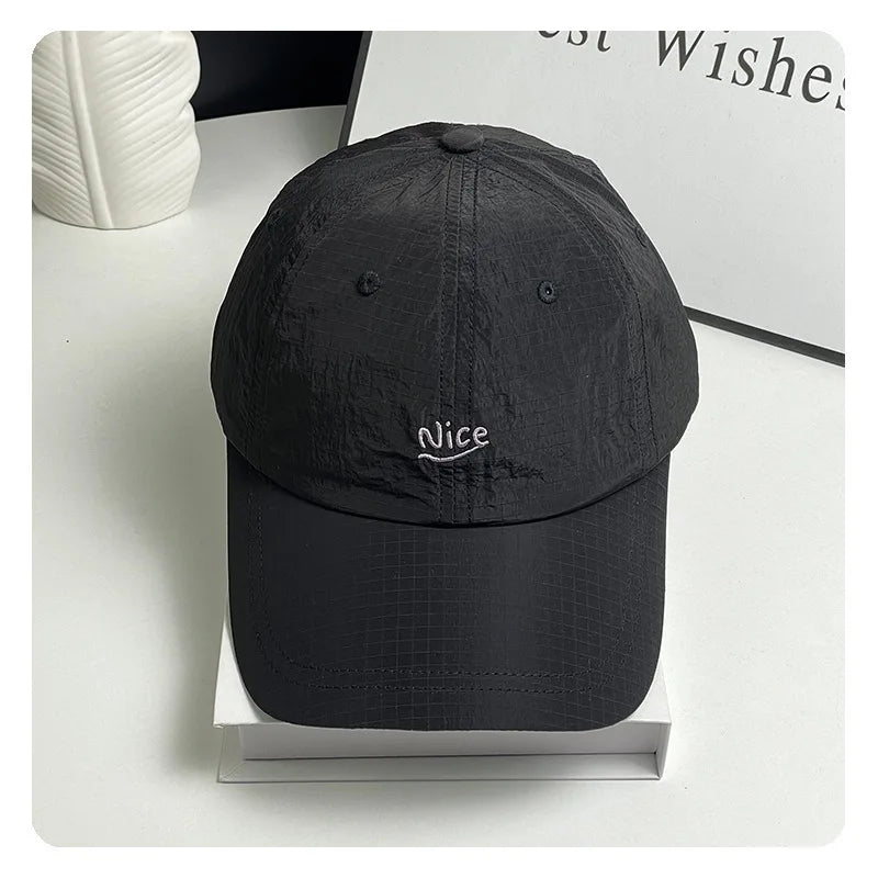 Summer Nice Embroidered Grid Baseball Cap Soft Adjustable Casual Hat for Men Women Daily Wear Versatile Peaceful Pleasures Health and Wellness B Adjustable