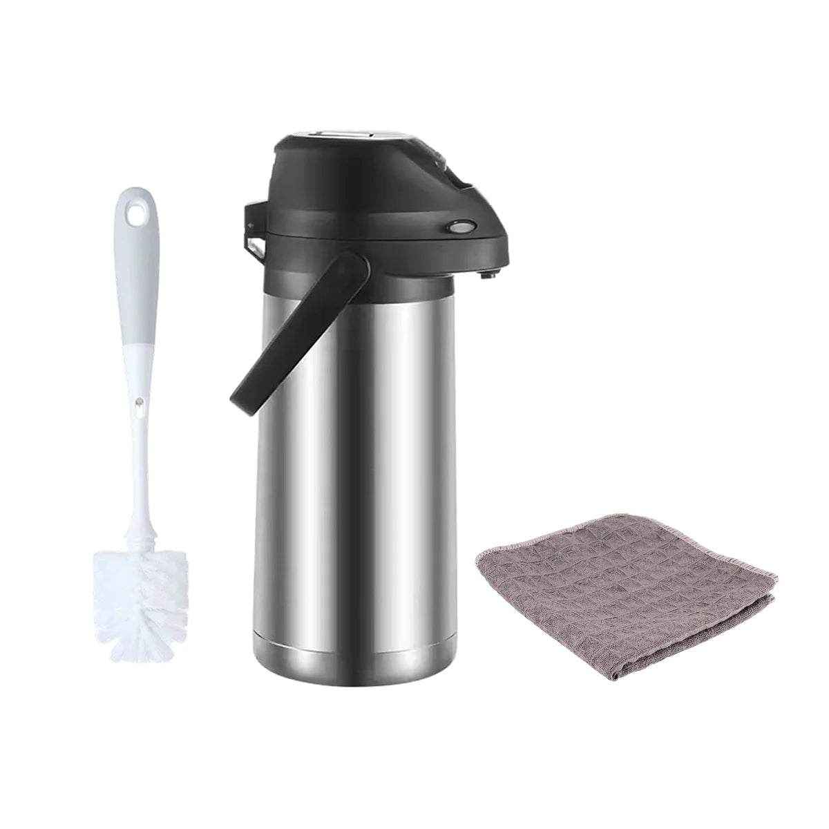 Hot & Cold Drink Dispenser Set - 1.9L/64oz, 4L/135oz Thermal Coffee Carafe with Pump & Clean Towel & Cleaning Brush Peaceful Pleasures Health and Wellness 1.9 Liter 1.9-4L