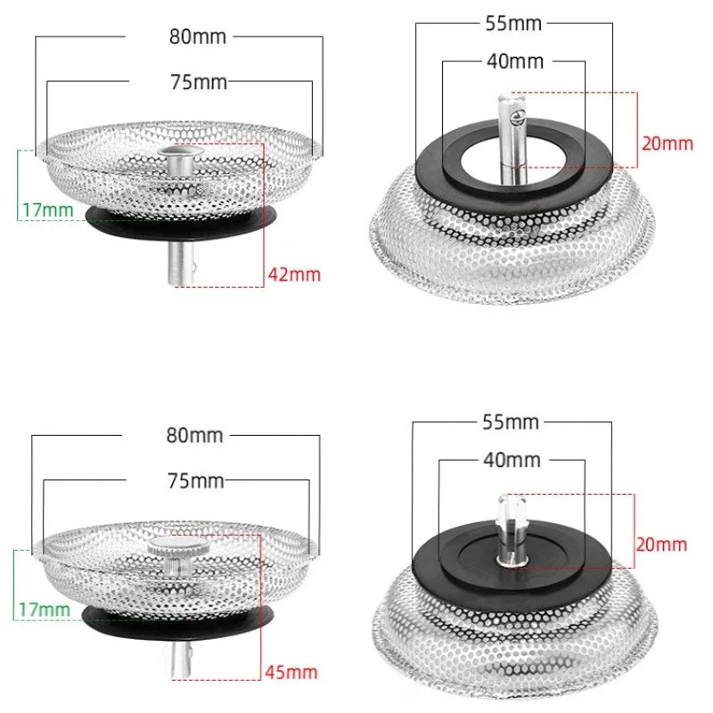 Stainless Steel Sink Strainer & Shower Drain Hair Catcher