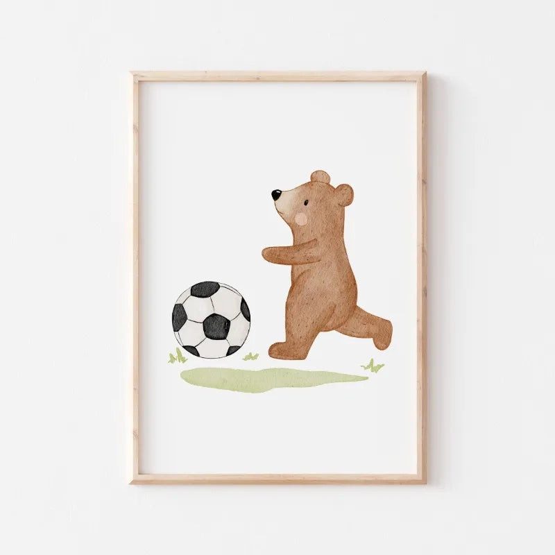 Cute Bear Cartoon Canvas Wall Art for Kids Nursery Room Decor