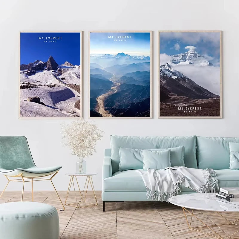 Mount Everest Panoramic Canvas Wall Art | Mountain Print