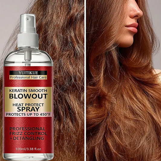 Yuitikue Keratin Heat Protect Spray, 100ml 450°F Thermal Protection with Frizz Control, Salon-Level Smooth Blowout Finish Peaceful Pleasures Health and Wellness