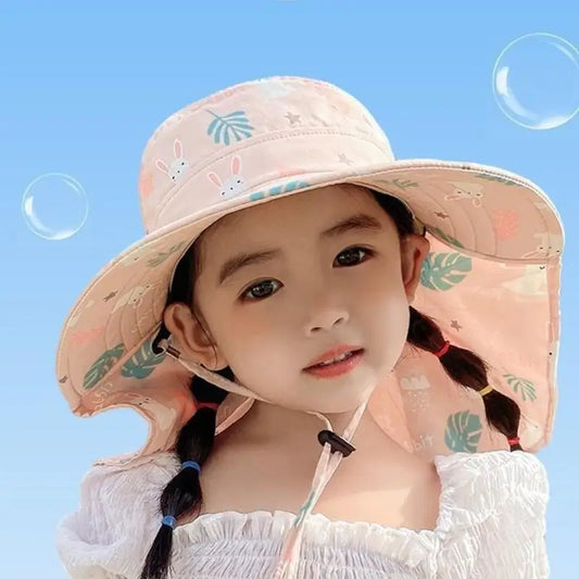 Kids Adjustable Bucket Sun Hat Cartoon Rabbit | 48–54cm Fit Kids Bucket Hat Peaceful Pleasures Health and Wellness