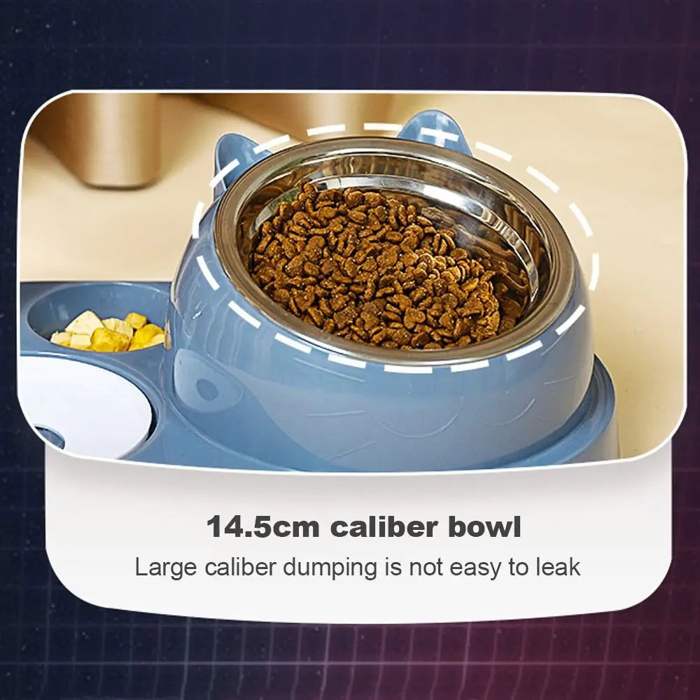2-in-1 Cat Food & Water Bowl | Auto Refill Dry Wet Separation