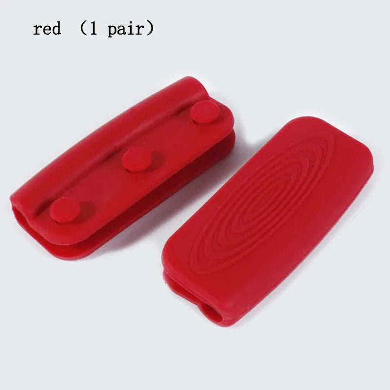 2/8 Silicone Pan Handle Cover Heat Insulation Covers Pot Ear Clip Non-slip Steamer Casserole Pan Handle Holder Kitchen Tools Peaceful Pleasures Health and Wellness red 1pair