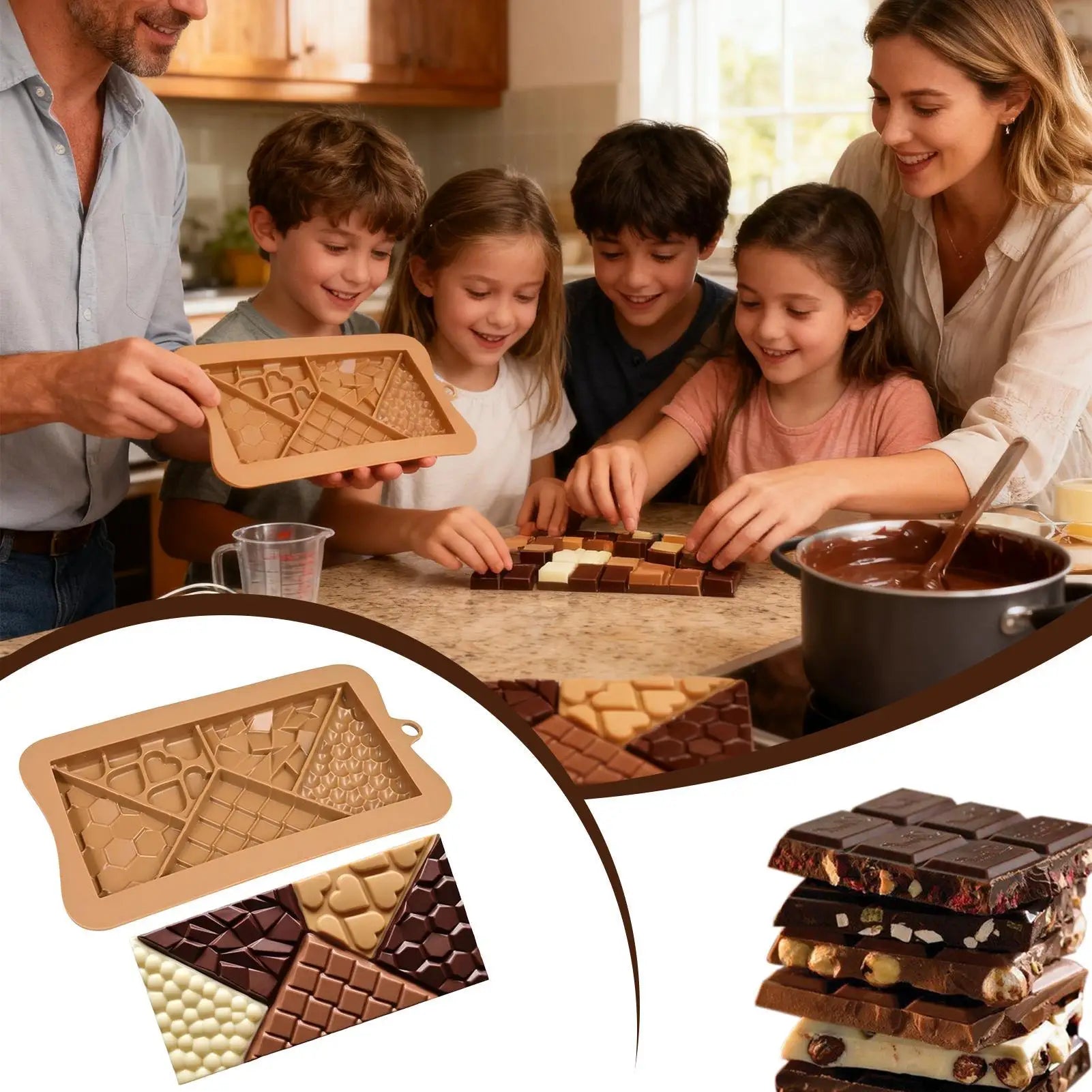 Candy Bar Molds Food Grade Non Stick Flexible Mould Silicone Chocolate Molds for Snacks Desserts Protein Energy DIY Handmade Peaceful Pleasures Health and Wellness