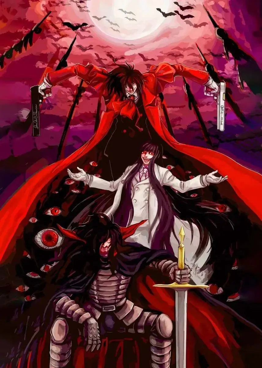 Horror Anime Hellsing Ultimate Posters Manga Canvas Painting Prints Wall Art Mural for Living Room Study Home Decor Peaceful Pleasures Health and Wellness 2 50x70cm Unframed