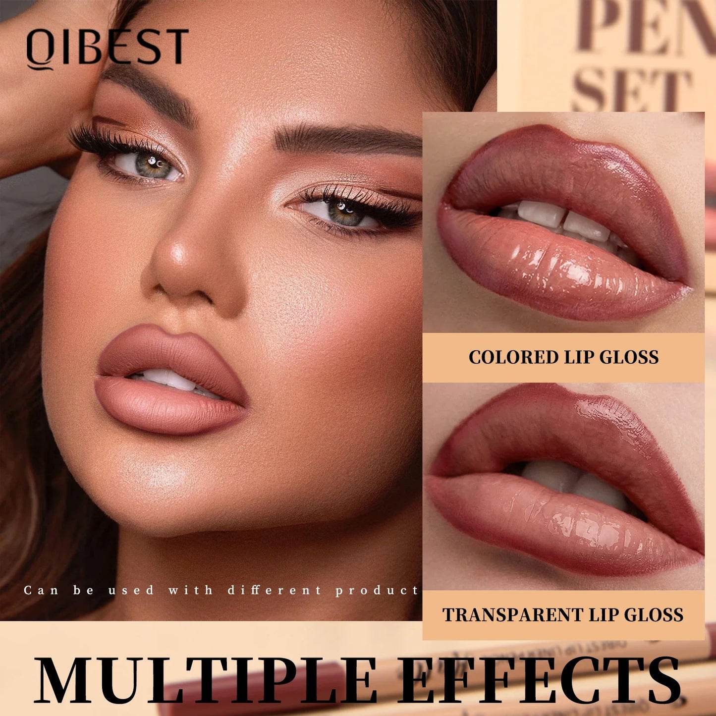 QIBEST 12pcs Lip Liner Pen Set Long-Lasting Waterproof Sweatproof Easy Coloring Non-fading Color Rendering Lipliner Set Makeup Peaceful Pleasures Health and Wellness