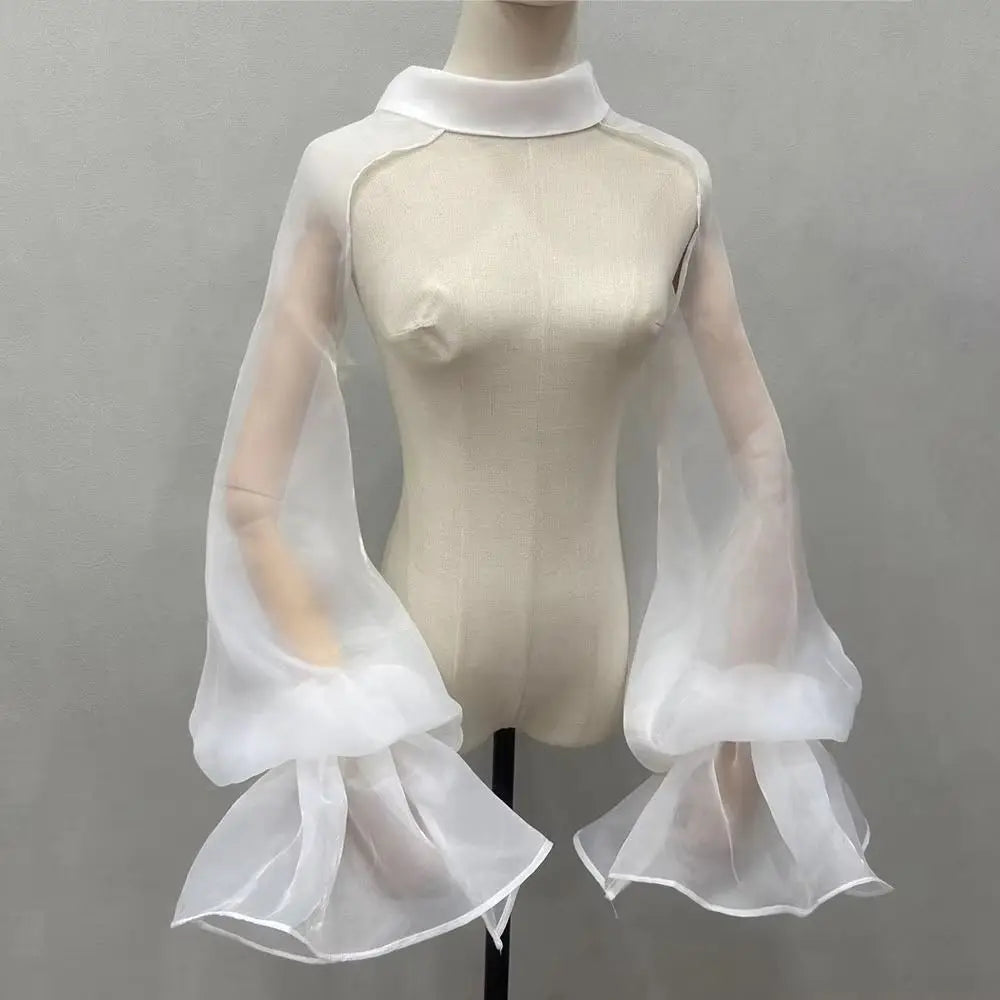 Puffy Bridal Detachable Sleeves | Ruffle Transparent Cape Shawl