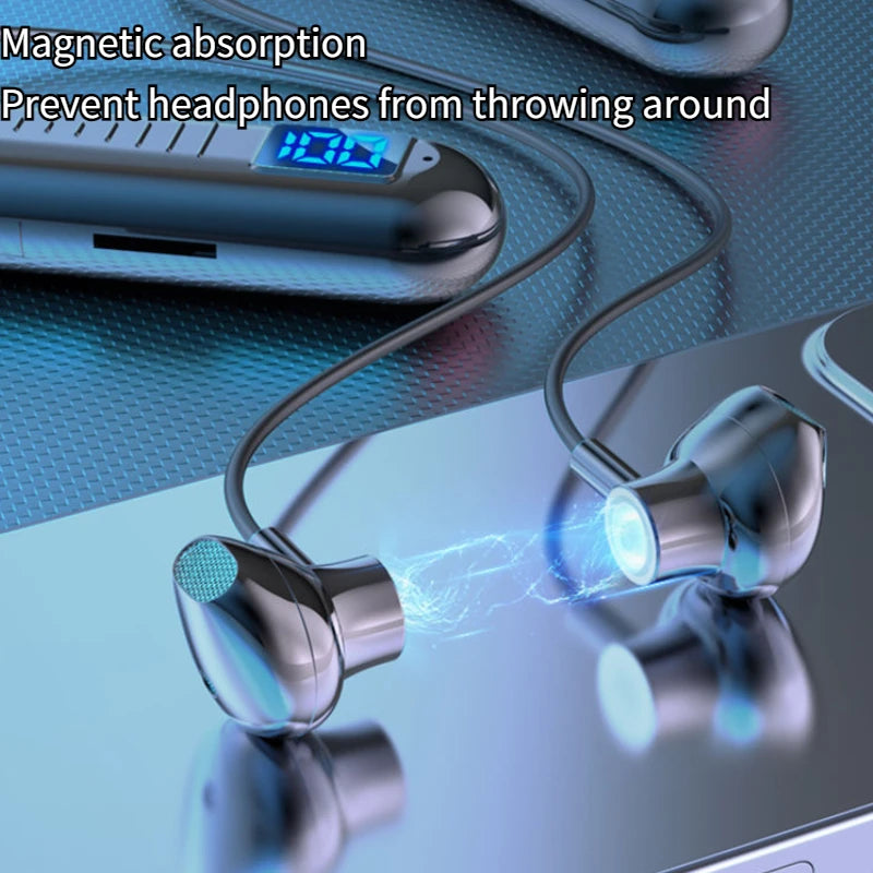 Wireless Bluetooth headset neck-mounted headset game noise reduction digital display LED display ultra-long standby stereo Peaceful Pleasures Health and Wellness