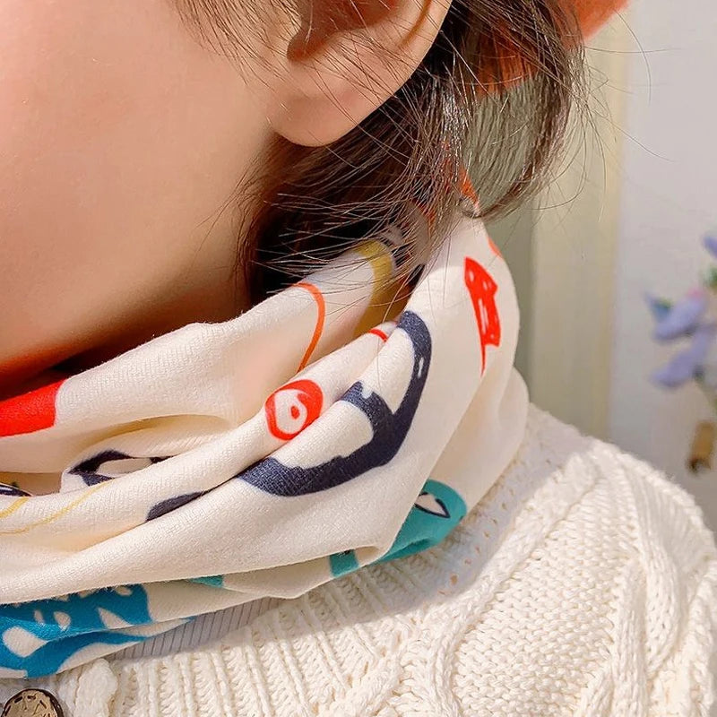 Kids Winter Cotton Neck Scarf | Cute Cartoon Baby Neckerchief