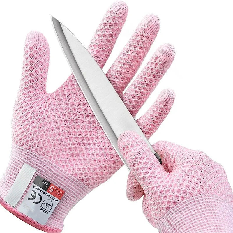 Grade 5 Anti-cut and Wear-resistant Pineapple Pattern Kitchen Slaughtering and Fish Killing Anti-cut Breathable Gloves Peaceful Pleasures Health and Wellness Pink M