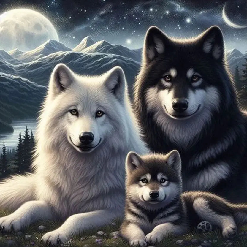 5D DIY Wolf Diamond Painting Kit – Full Round Rhinestone Mosaic Diamond Painting Kit Peaceful Pleasures Health and Wellness 1 40x50cm Unframed