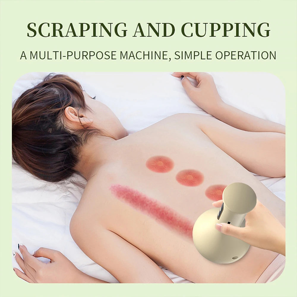 Electric Cupping Device Rechargeable Suction Cup Cellulite Massage Cordless Vacuum Massage Jars with Heat Gua Sha Tool 9 Levels Peaceful Pleasures Health and Wellness