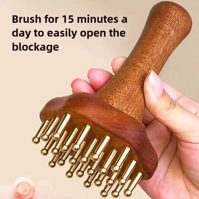 Portable Brass Gua Sha Massage Tool Head Neck Leg Body Meridian Massager Lymphatic Muscle Relief Pain Deep Tissue Massage Peaceful Pleasures Health and Wellness