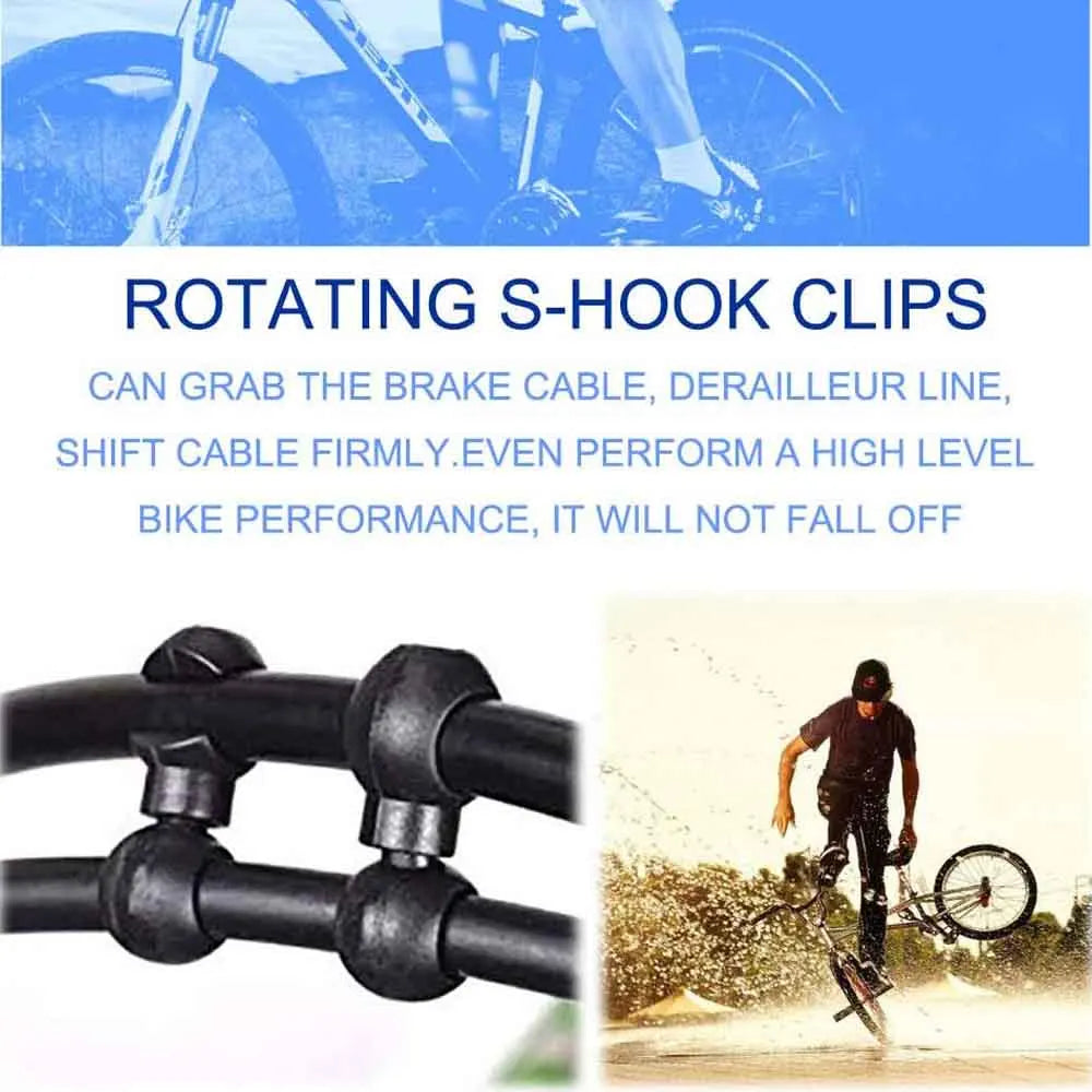 10-Pack Rotatable Bike Cable Clips – MTB Brake & Shift S-Hook