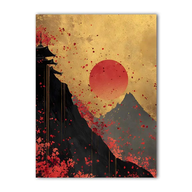 Abstract Wall Art Japanese Landscape Canvas Painting Modern Style Poster Prints Living Room Wall Decor Peaceful Pleasures Health and Wellness 02 15x20cm No Frame China Mainland