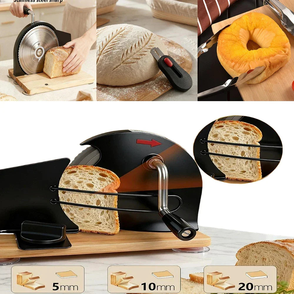 Homemade Bread Tool Set - 5-20mm Adjustable Thickness Manual Bread Cutter + Dough Scribing Tool + Bread Clamp Bakery Supplies Peaceful Pleasures Health and Wellness