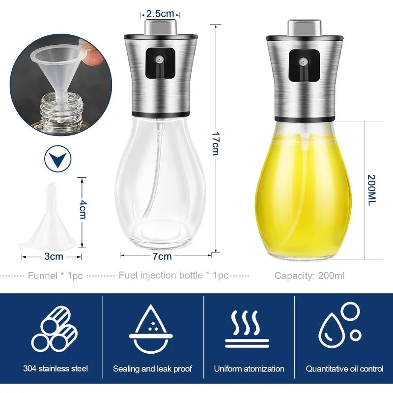 200ml Oil Sprayer Bottle – Refillable Olive Oil Mister for Cooking