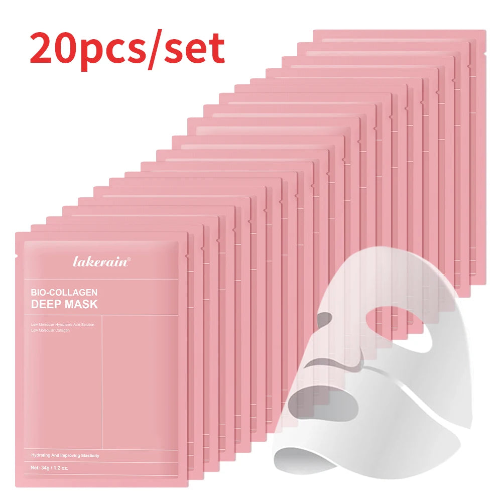 Bio-Collagen Deep Face Mask Shrink Pores Deep Hydrating Overnight Mask Moisturizing Refreshing Brightening Face Skin Care Peaceful Pleasures Health and Wellness 20pcs