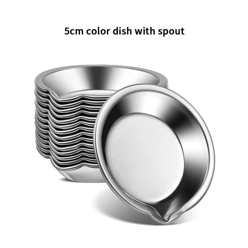 10-Pack Stainless Steel Round Paint Mixing Palette Trays