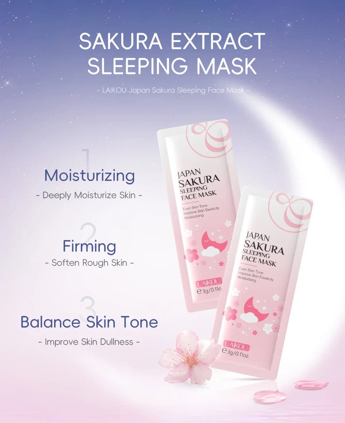 LAIKOU Sakura Sleeping Face Mask – Hydrating 5pcs Set