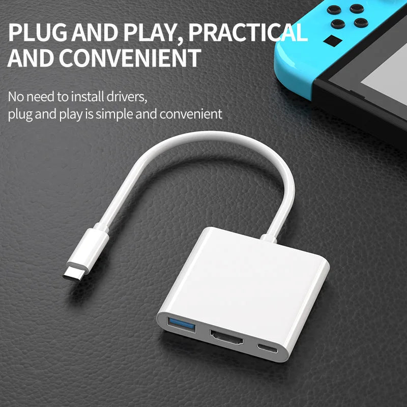 3-in-1 USB-C Hub | 4K HDMI, USB 3.0 & 100W PD Charging