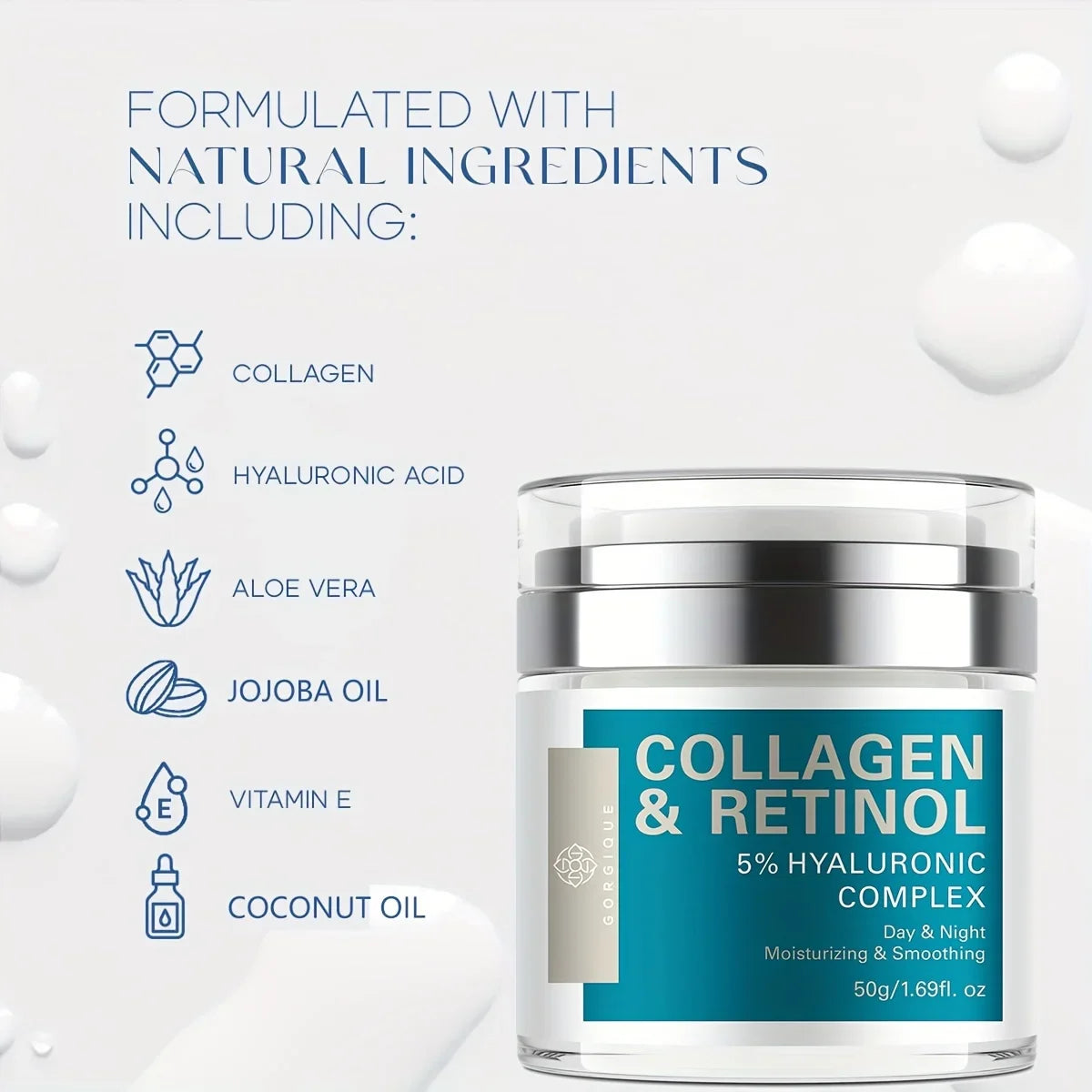 GORGIQUE Retinol Face Cream – Hyaluronic Acid & Collagen 50g