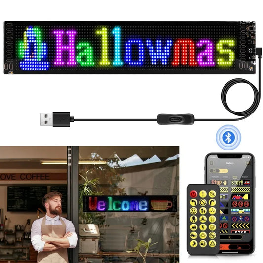Scrolling RGB LED Sign Panel | Bluetooth App, IP66, Programmable