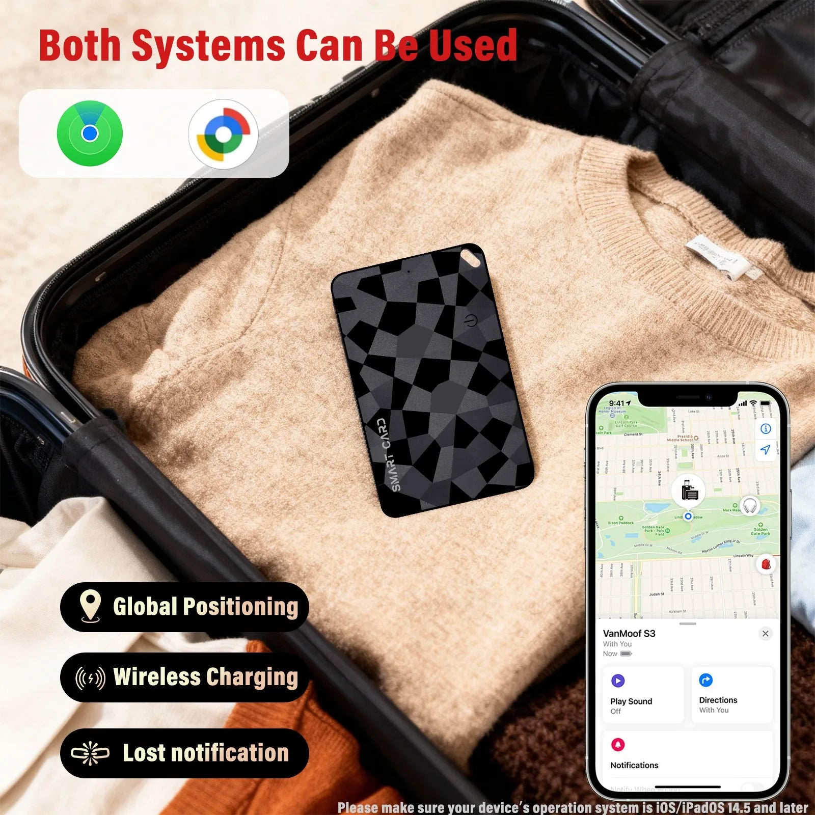 Ultra Thin GPS Tracker Card for Apple Find My & Android Find Hub, Smart Anti-Loss Device Wireless Rechargeable Locator Peaceful Pleasures Health and Wellness