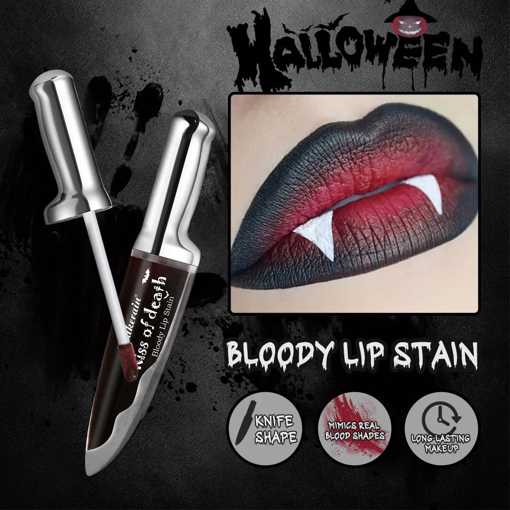 Lip Stain Kiss of Death Bloody Gothic Matte Long Lasting Waterproof Non Stick Color Darkens Over Time Vampire Makeup Peaceful Pleasures Health and Wellness