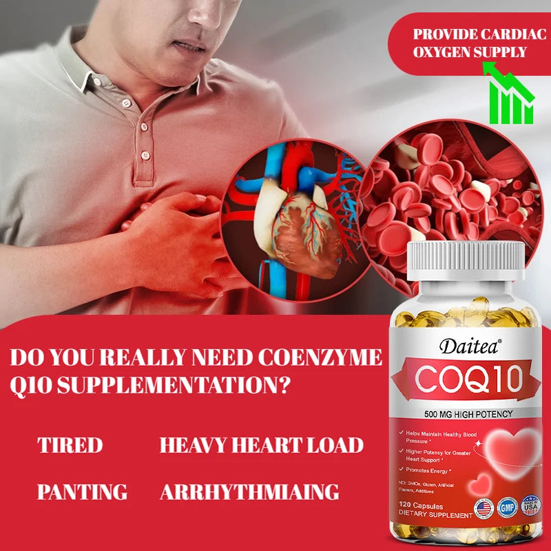 Coenzyme Q10 Capsules,High Concentration Vegetarian, Supports Blood Circulation, Stress Health and Physical Energy, Antioxidant Peaceful Pleasures Health and Wellness