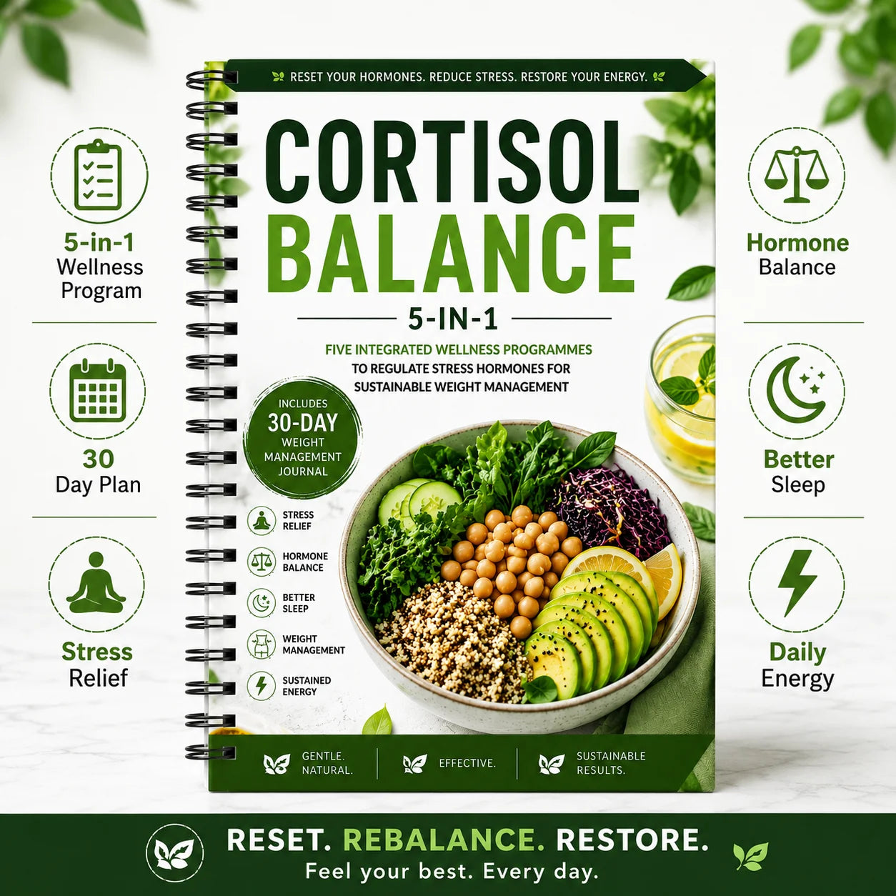 Cortisol Balance 5-in-1 Wellness Program Hormone Stress Relief Weight