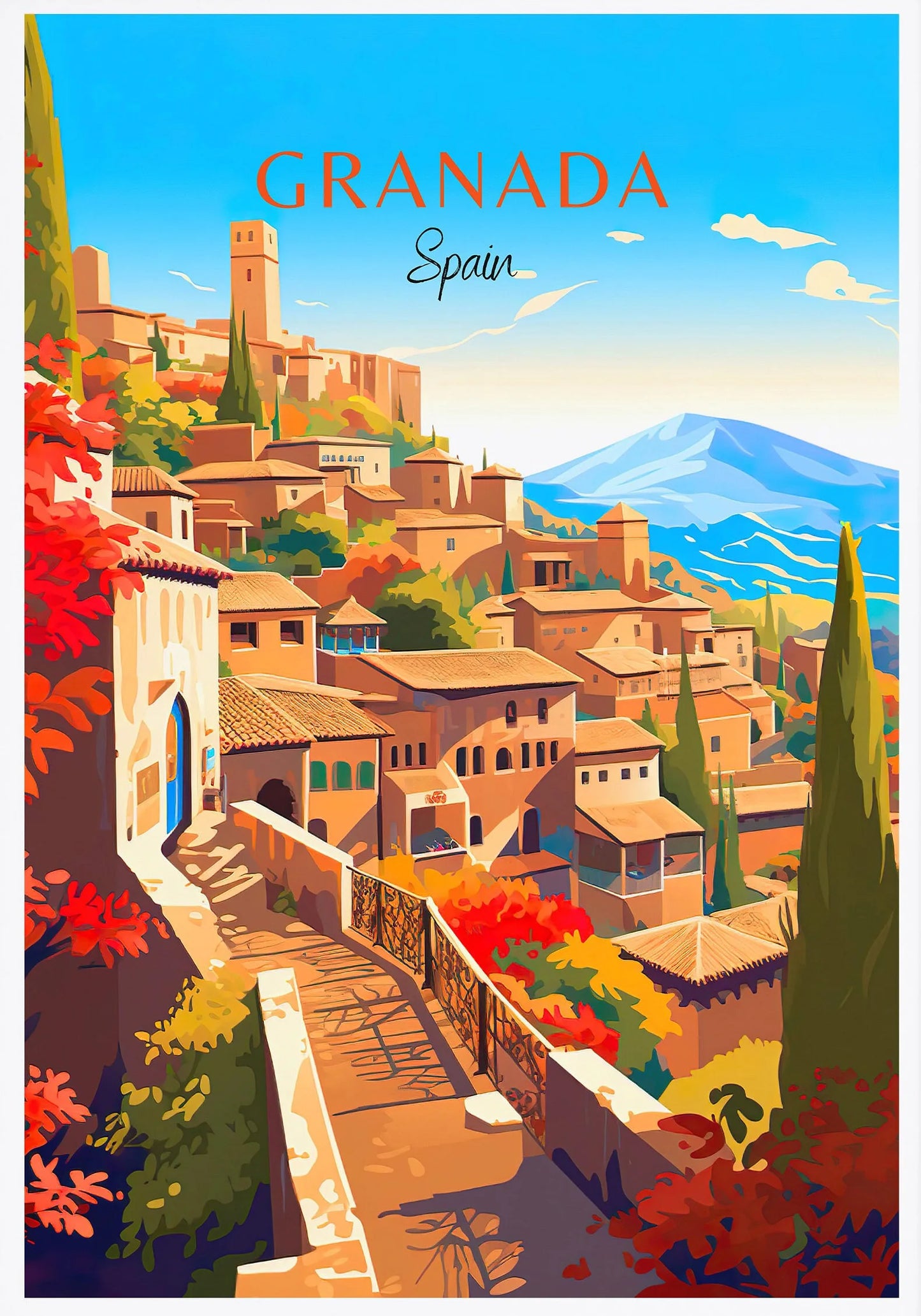 Spain Travel Poster Canvas Print | Barcelona Madrid Granada Wall Art Canvas Wall Art Peaceful Pleasures Health and Wellness