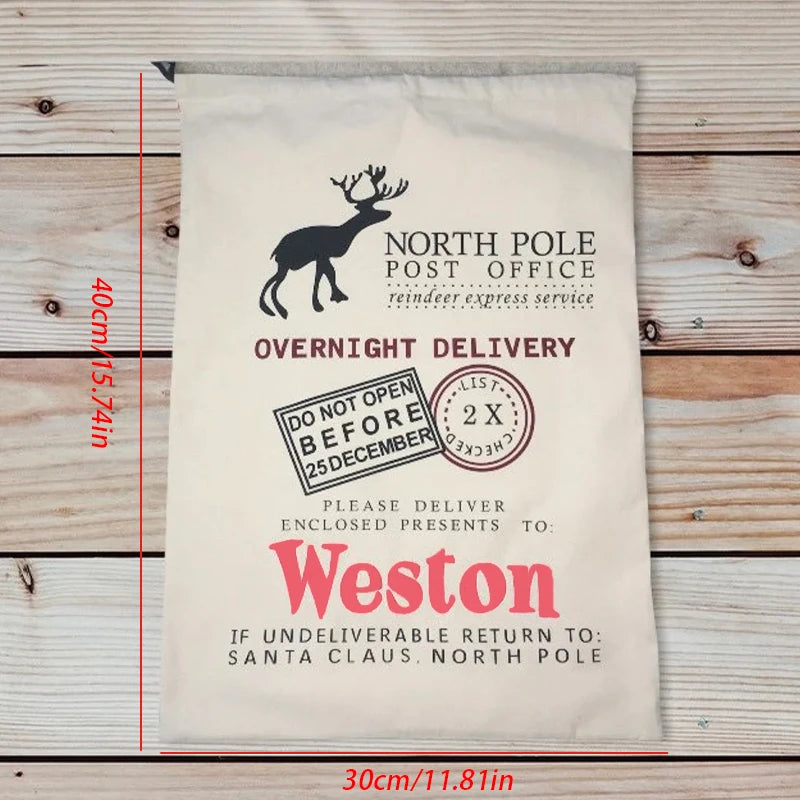 Personalized Reindeer Santa Sack | Christmas Gift Bag for Kids