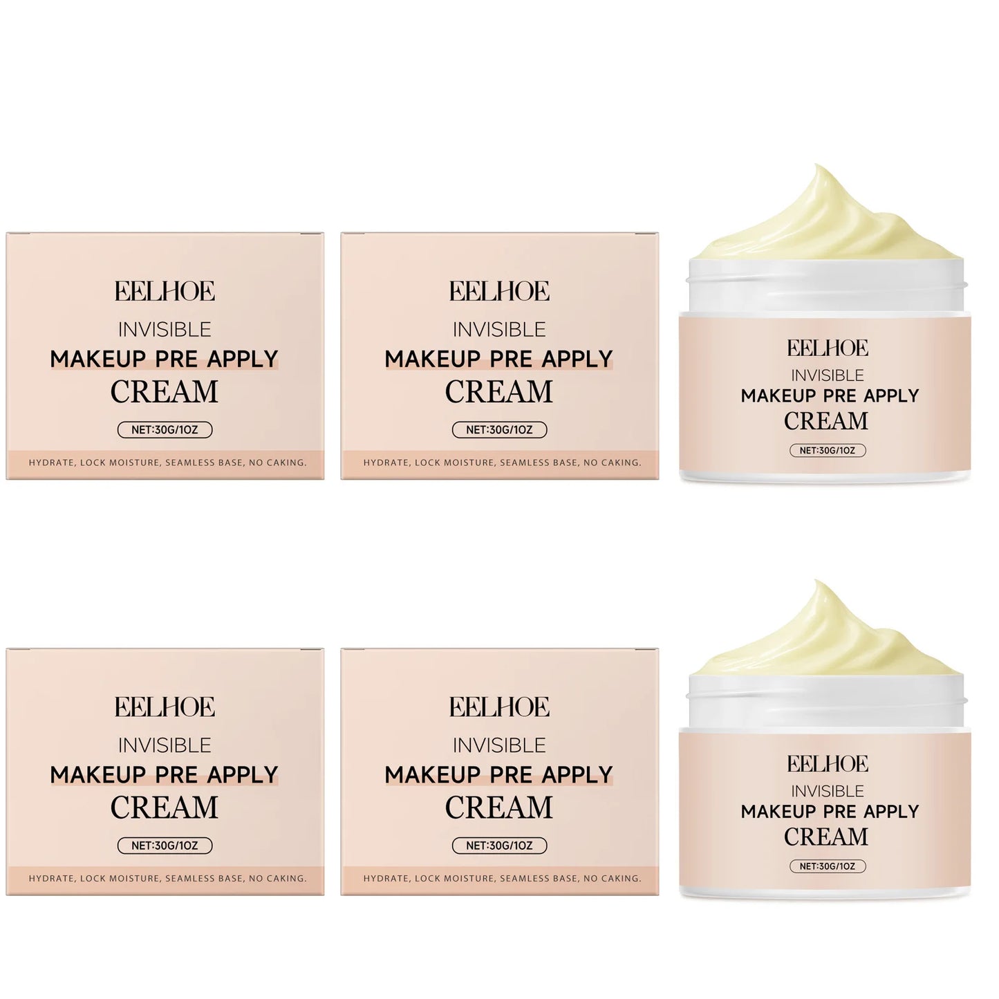 Pre Primer Invisible Makeup Waterproof Minimize Pore Brightening Skin Tone Natural Isolation Pre Apply Cream Primer Makeup 30g Peaceful Pleasures Health and Wellness 4 x 30g Boxed