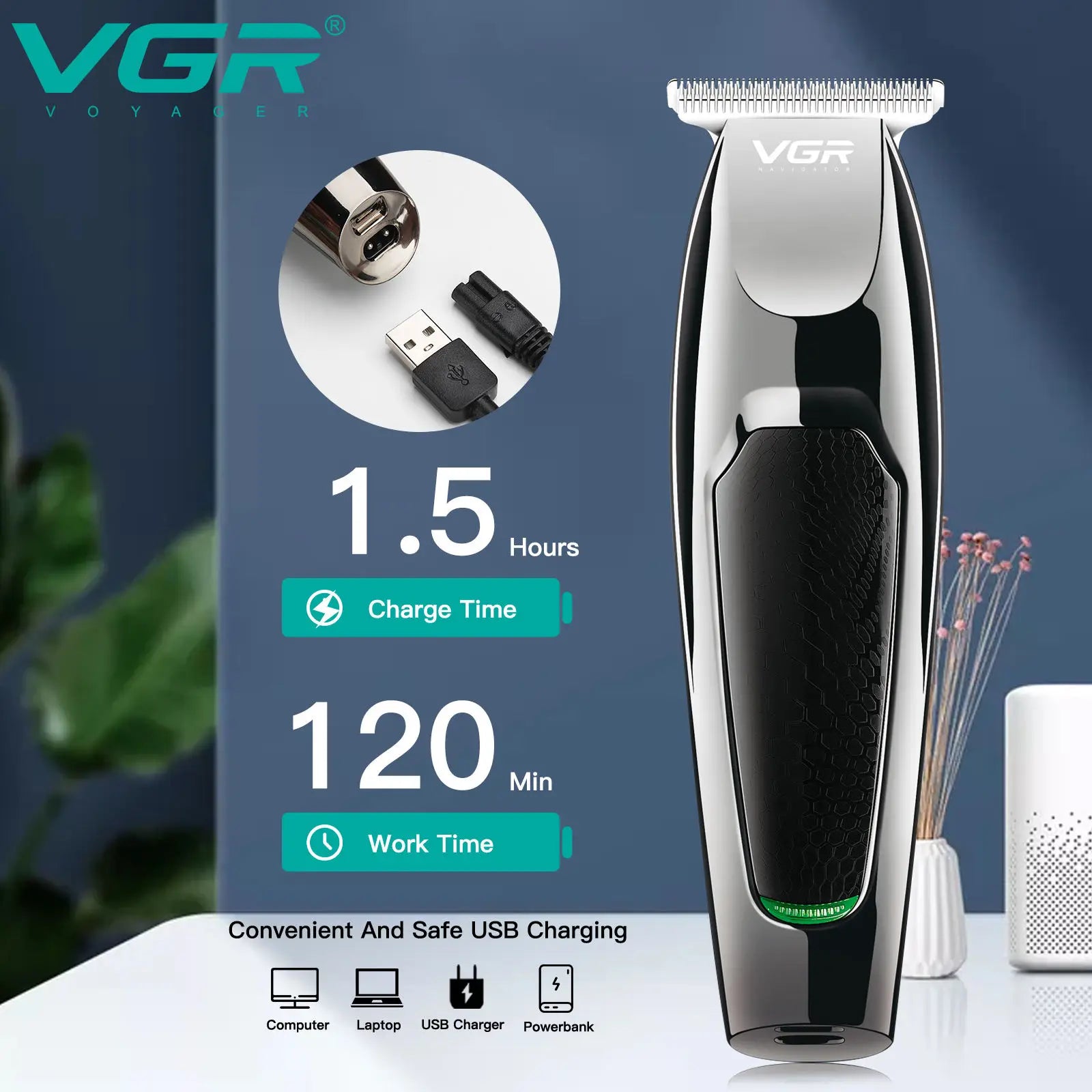 VGR 030 Hair Trimme Professional Haircut Machine Cordless Hair Cutting Machine Electric Barber Hair Clipper Clipper for Men Peaceful Pleasures Health and Wellness