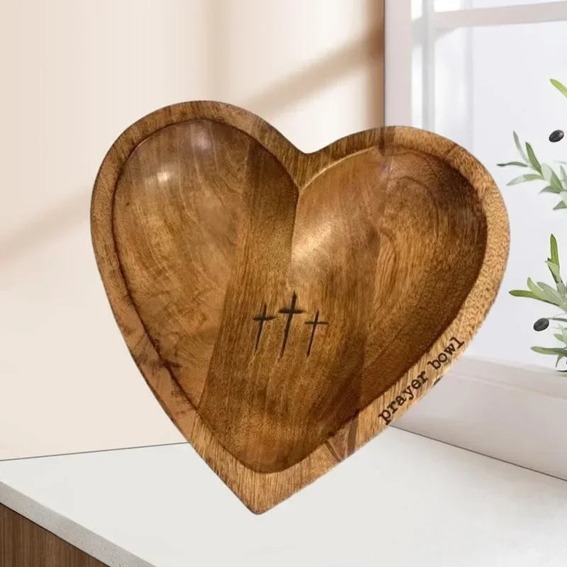 Wooden Religious Christian Congregation Gift Prayer Bowl Gratitude Heart Prayer Bowl Christian Gifts Wood Prayer Dough Bowl Gift Peaceful Pleasures Health and Wellness