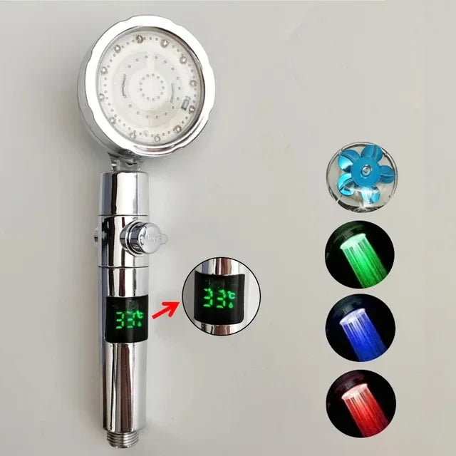 LED Temperature Display High-Pressure Handheld Shower Head Set
