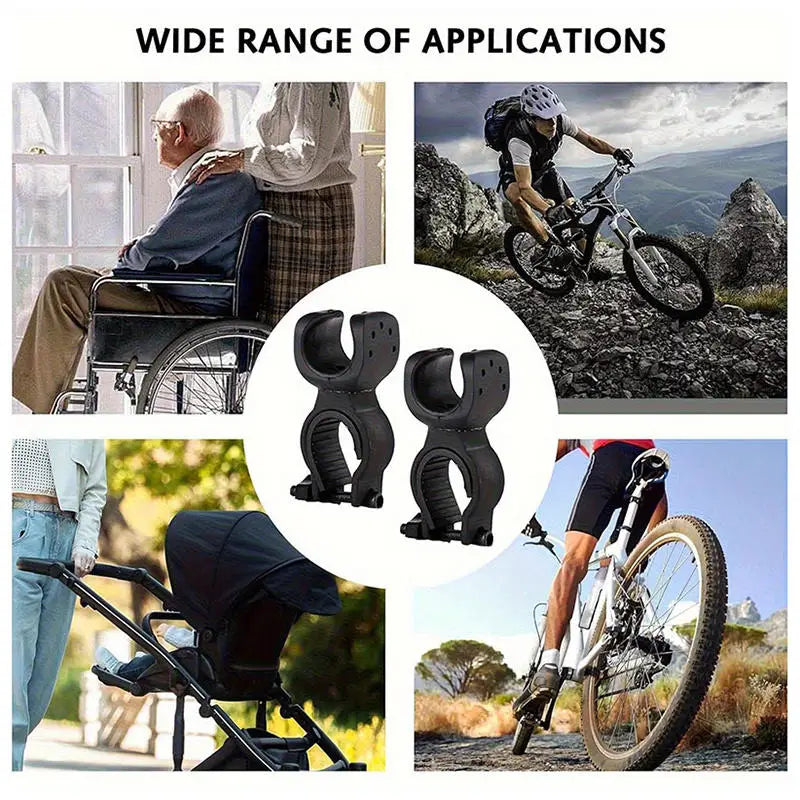 2pcs U-shaped 2nd Generation 360 Degree Rotating Bike Clip Bicycle Stand ABS Plastic Light Clip Flashlight Light Holder Peaceful Pleasures Health and Wellness