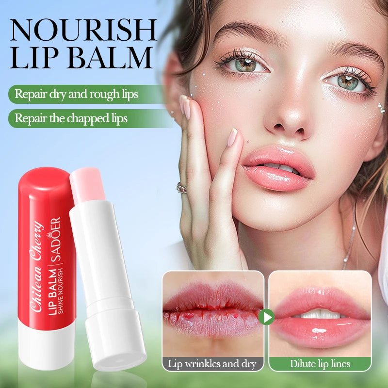 SADOER Moisturizing Lip Balm – Plumping, Hydrating, Anti-Wrinkle Lip Balm Plumper Peaceful Pleasures Health and Wellness Cherry