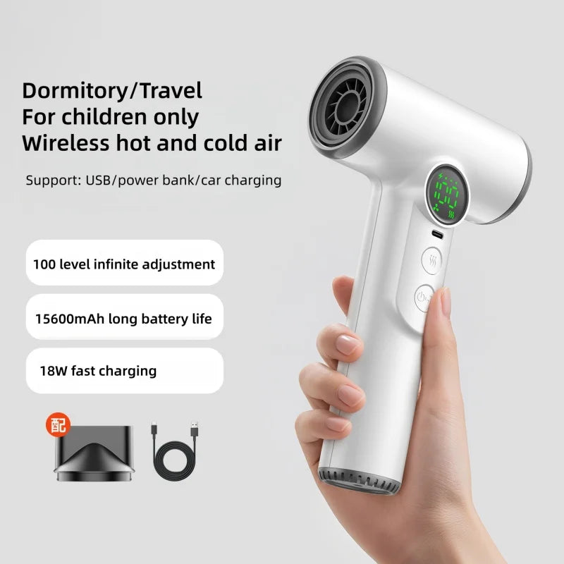 Cold/Hot Air Wireless Hair Dryer With Usb Charging And Fast Drying For Children/Dormitories/Travel Essential Wireless Hair Dryer Peaceful Pleasures Health and Wellness