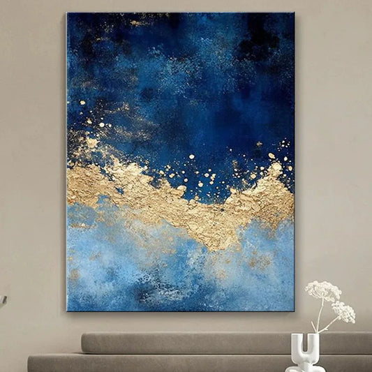 Abstract Hand Drawn Wall Hanging Painting, Gold Foil, Living Room Decoration, Corridor Mural, Sofa Background, High Quality Peaceful Pleasures Health and Wellness