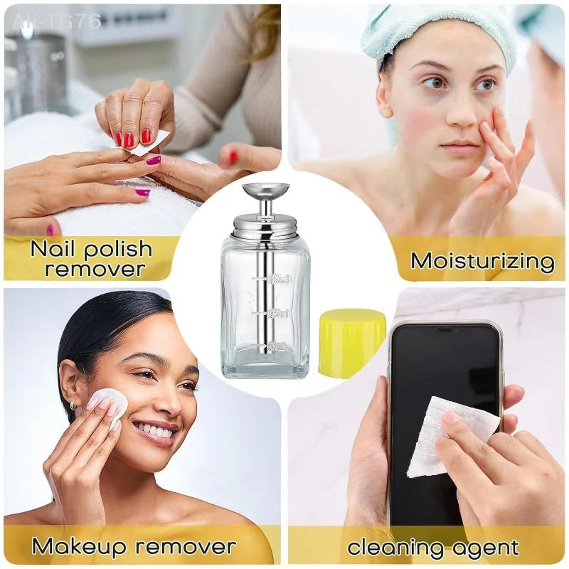 180ml Glass Press Pump Bottle – Nail Remover & Liquid Dispenser