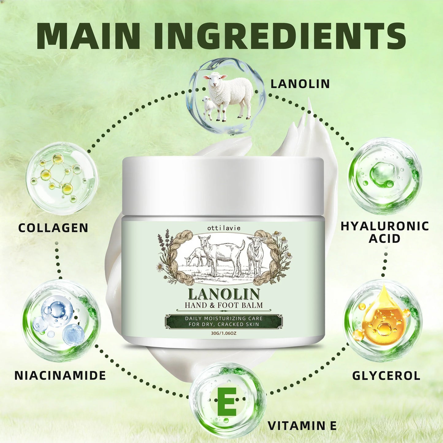 Ottilavie Lanolin Hand & Foot Cream | Travel Size Moisturizer