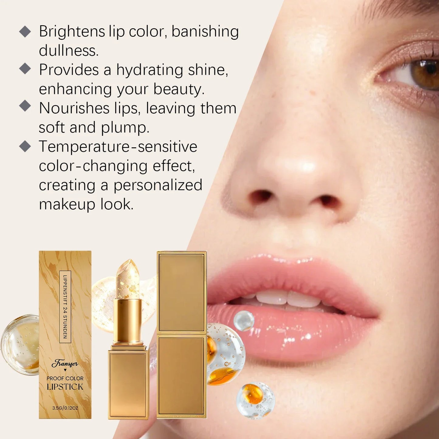 Gold Foil Color-Changing Lip Balm | Hydrating Tinted Gloss